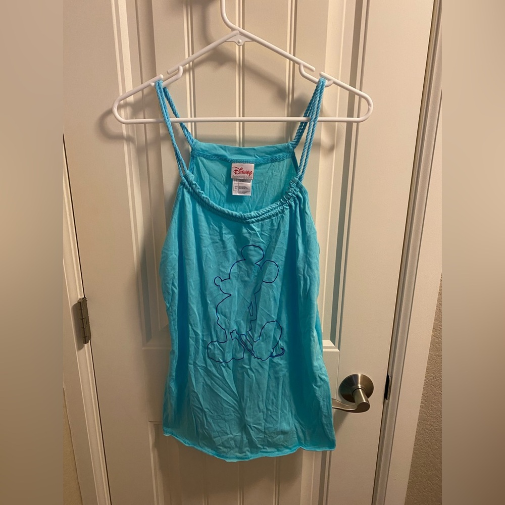NWOT Vintage Disney Shopping L Tank Top Blue Mickey Mouse Outline Shirt Large Lg